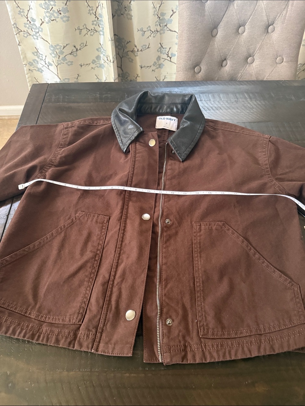 Old Navy Brown Canvas Jacket with Black Collar